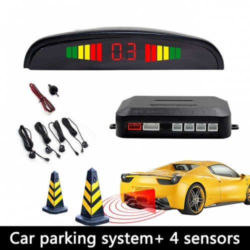 4 Parking Sensors LED Car Auto Backup Reverse Rear Radar System